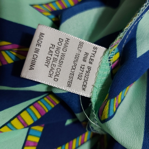 PINK OWL Wide Leg Aqua Print High Waist Small - Picture 2 of 6